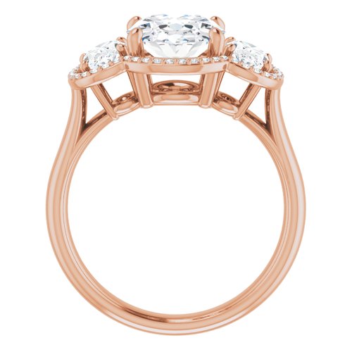 14K Rose Gold Oval Ring Mounting For Gemstone