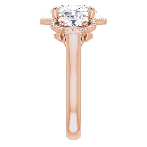14K Rose Gold 3 Stone Oval Ring