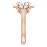 14K Rose Gold Oval Ring Mounting For Gemstone