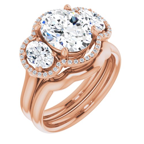 14K Rose Gold Oval Ring Mounting For Gemstone