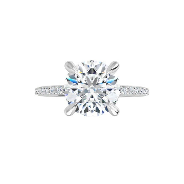 14K White Round Engagement Ring