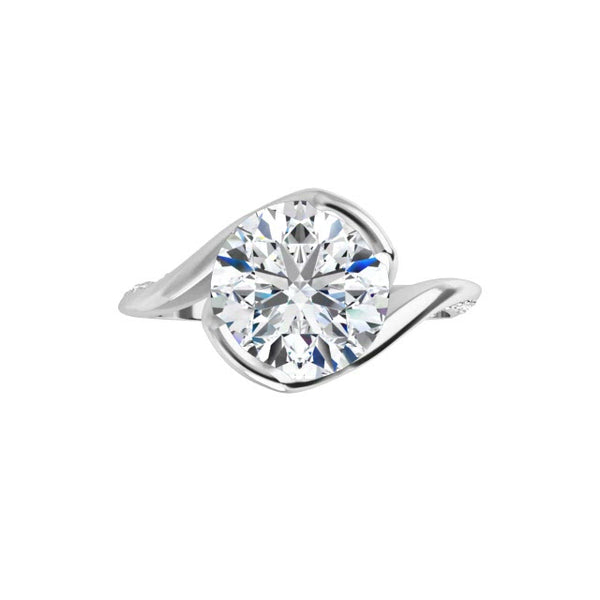 14K White Round Engagement Ring