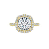 14K Yellow Cushion Engagement Ring