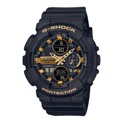 G-Shock Black and Gold Analog-Digital GMA-S140M-7ACR