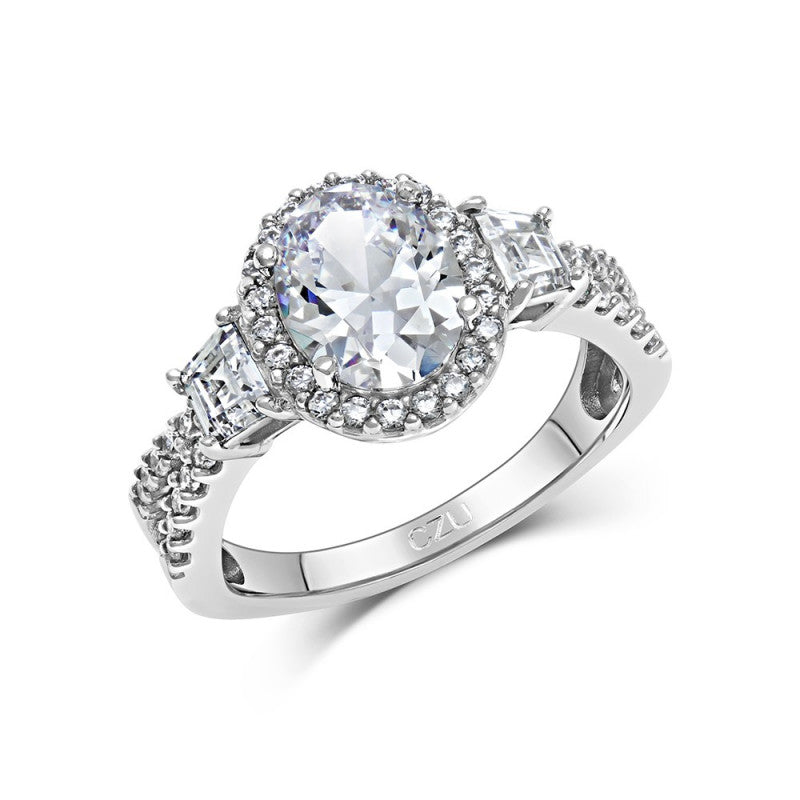 STERLING SILVER WITH PLATINUM ENGAGEMENT RING